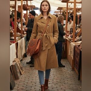 GAP Vintage Corduroy Double Breasted Trench Coat - Camel